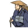 江戸時代の旅人着物の男性